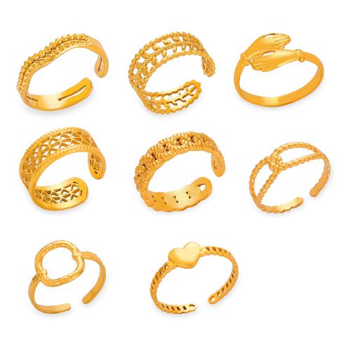 Titanium Steel Finger Ring, plated, fashion jewelry & different styles for choice & for woman, golden, Sold By PC