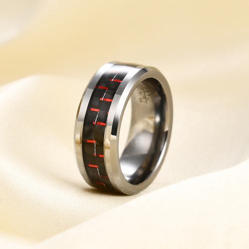 Tungsten Steel Ring for Men , with Carbon Fibre, plated, fashion jewelry & different size for choice & for woman, more colors for choice, Sold By PC