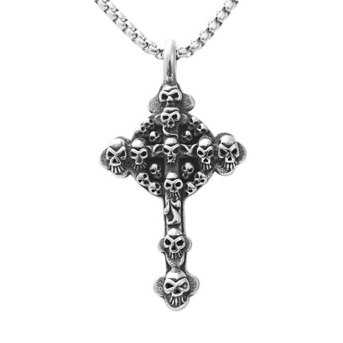 Stainless Steel Jewelry Necklace, 304 Stainless Steel, Cross, polished, fashion jewelry & Unisex & different styles for choice, original color, 56x30mm, Length:60 cm, Sold By PC