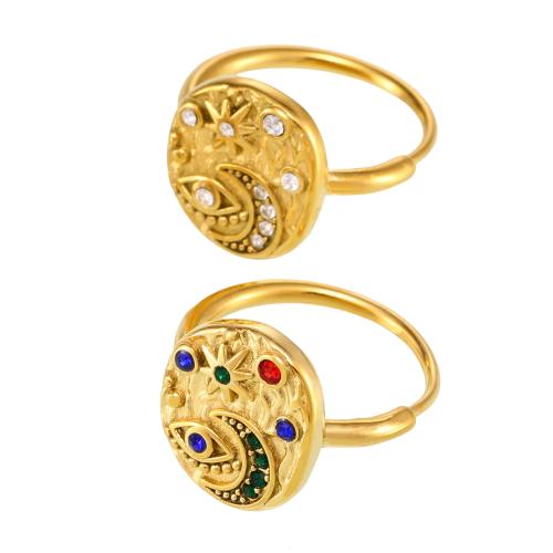 Bague en acier inoxydable zircons cubiques, Acier inoxydable 304, avec zircon cubique, Placage, bijoux de mode & pour femme, plus de couleurs à choisir, Taille:7, Vendu par PC