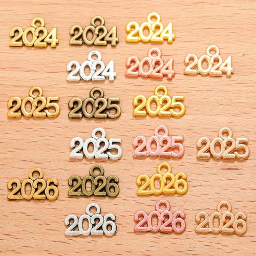 Tibetan Style Alphabet and number Pendants, Rose, plated, DIY & different styles for choice, more colors for choice, 14x9mm, 100PCs/Bag, Sold By Bag