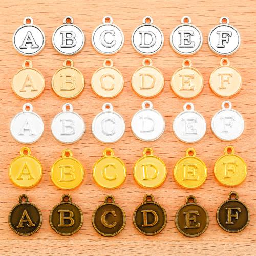 Pendentif alphabet en zinc, alliage de zinc, Placage, lettres sont de A à Z & DIY, plus de couleurs à choisir, 15x12mm, 100PC/sac, Vendu par sac