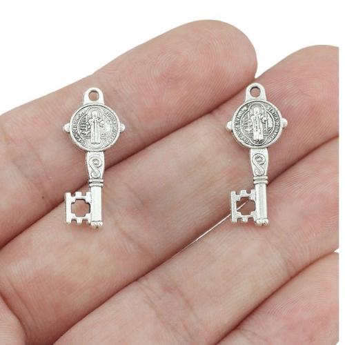 Tibetan Style Key Pendants, plated, DIY, 24x10mm, 100PCs/Bag, Sold By Bag