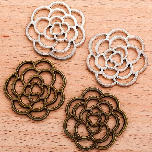 Tibetan Style Flower Pendants, Rose, plated, DIY, more colors for choice, 35x35mm, 100PCs/Bag, Sold By Bag