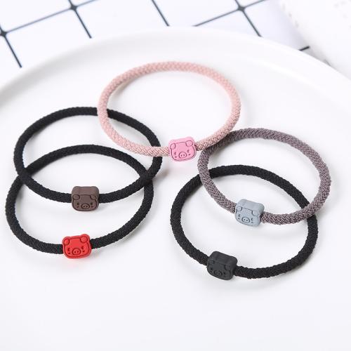 Rubber Band Hair Jewelry Elastic, with Resin, Pig, handmade, fashion jewelry & for woman, more colors for choice, hair jewelry elastic length 60-80mm, Sold By PC