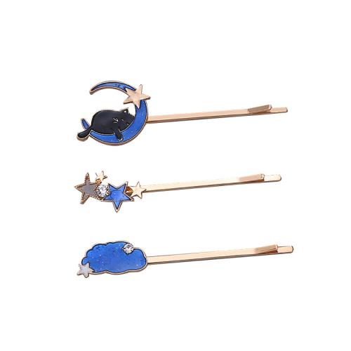 Tibetan Style Hair Slide, plated, different styles for choice & for woman & enamel & with rhinestone, 63mm, Sold By Set