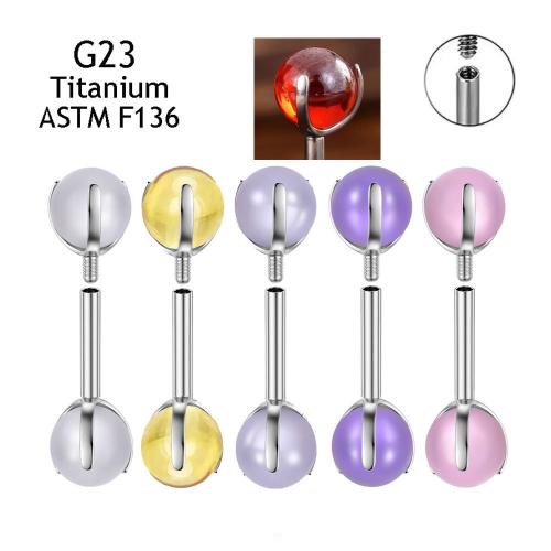 Titanium Alloy straight barbell, with Crystal, Unisex & different size for choice, more colors for choice, Sold By PC