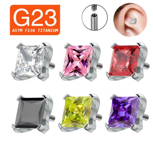 Titanium Alloy Square, DIY & Unisex & micro pave cubic zirconia, more colors for choice, 5mm, Sold By PC