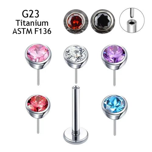 Titanium Alloy Nose Piercing Jewelry, Unisex & different size for choice & micro pave cubic zirconia, more colors for choice, Sold By PC