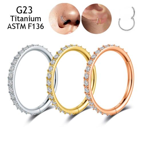 Titanium Alloy lip ring, Donut, plated, Unisex & different size for choice & micro pave cubic zirconia, more colors for choice, Sold By PC