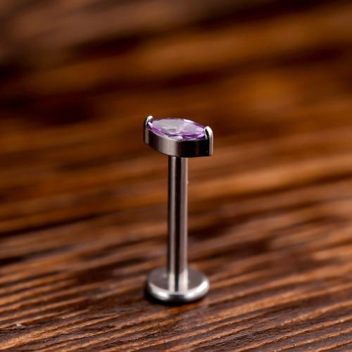 Titanium Alloy Lip Piercing Stud, Horse Eye, Unisex & different size for choice & micro pave cubic zirconia, more colors for choice, Sold By PC