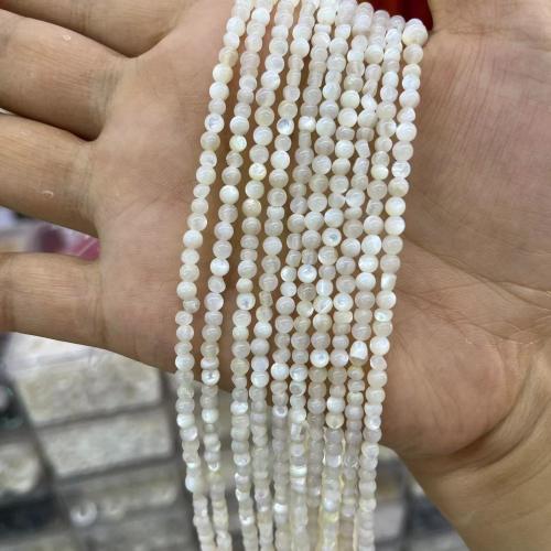 White Lip Shell Beads, Slightly Round, DIY, white, about:3-4mm, Approx 115PCs/Strand, Sold By Strand