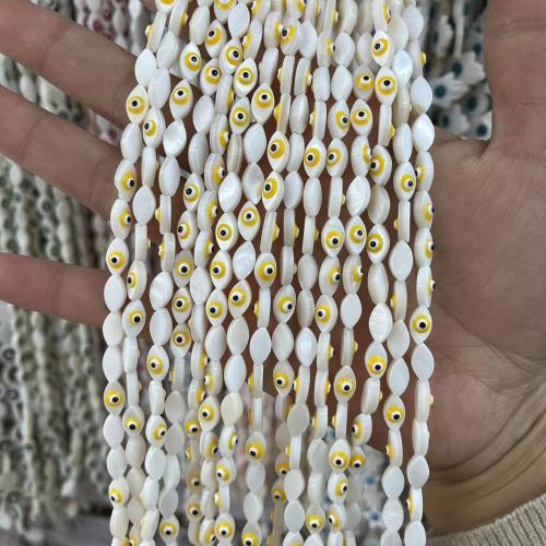 Natural Freshwater Shell Beads, Evil Eye, DIY & enamel, more colors for choice, 6x10mm, Approx 42PCs/Strand, Sold By Strand