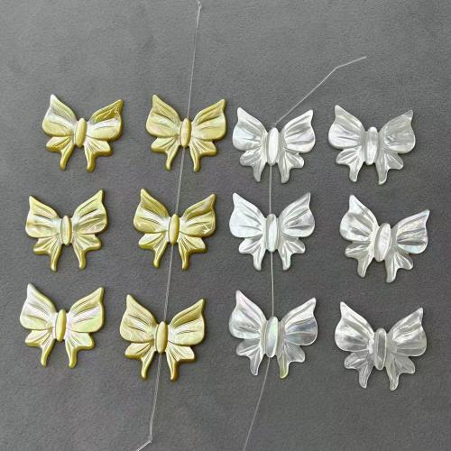 Natural Seashell Beads, White Lip Shell, with Yellow Lip Shell, Butterfly, DIY, more colors for choice, 29x31mm, Sold By PC