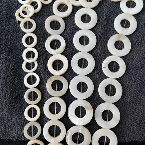 Natural Freshwater Shell Beads, Donut, DIY & different size for choice, white, Sold By Strand