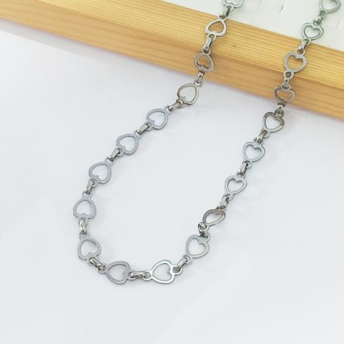 Stainless Steel Chain Necklace, 304 Stainless Steel, silver color plated, for woman, Sold By PC