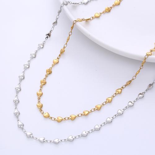 Stainless Steel Chain Necklace, 304 Stainless Steel, Heart, plated, for woman, more colors for choice, Sold By PC