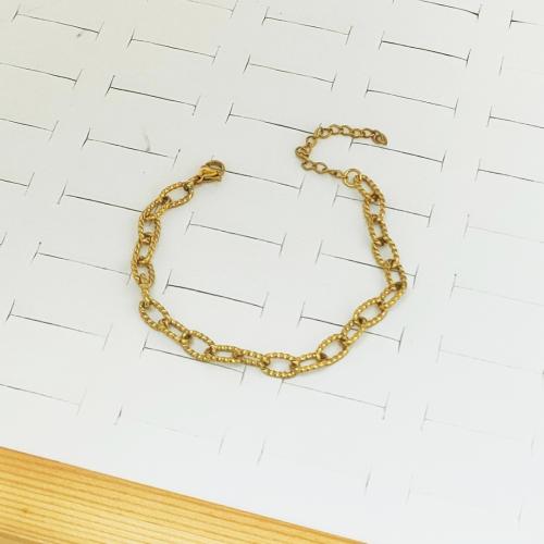 Stainless Steel Jewelry Bracelet, 304 Stainless Steel, gold color plated, for woman, Sold By PC