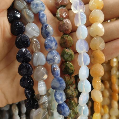 Gemstone Jewelry Beads, Natural Stone, Heart, DIY & different materials for choice, more colors for choice, nickel, lead & cadmium free, 10mm, Approx 20PCs/Strand, Sold By Strand