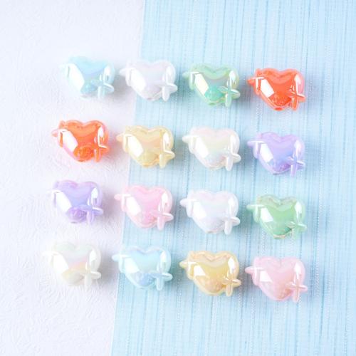 Plated Acrylic Beads, Heart, DIY, more colors for choice, 14x20mm, Hole:Approx 2.5mm, 50PCs/Bag, Sold By Bag