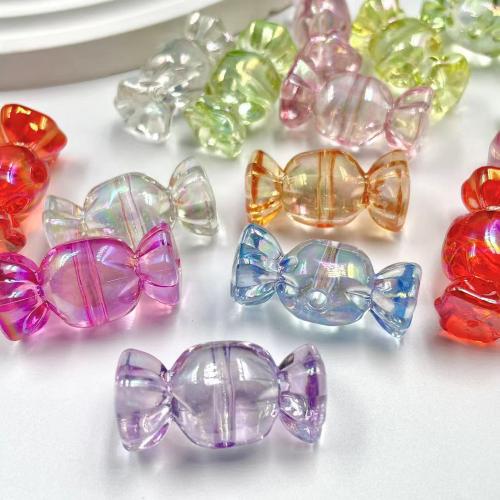 Plated Acrylic Beads, Candy, DIY, more colors for choice, 30x15mm, Hole:Approx 3mm, Approx 127PCs/Bag, Sold By Bag