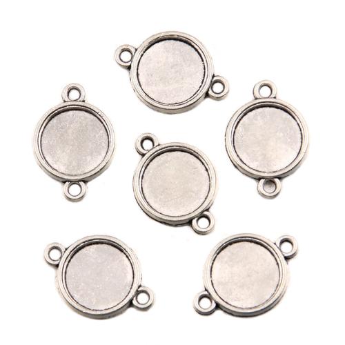 Tibetan Style Connector Setting, Round, plated, DIY & double-sided, more colors for choice, 15x21mm, 100PCs/Bag, Sold By Bag