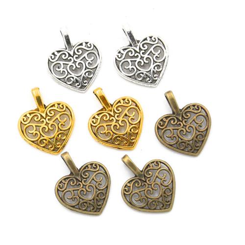 Tibetan Style Heart Pendants, plated, DIY, more colors for choice, 15x16mm, 100PCs/Bag, Sold By Bag