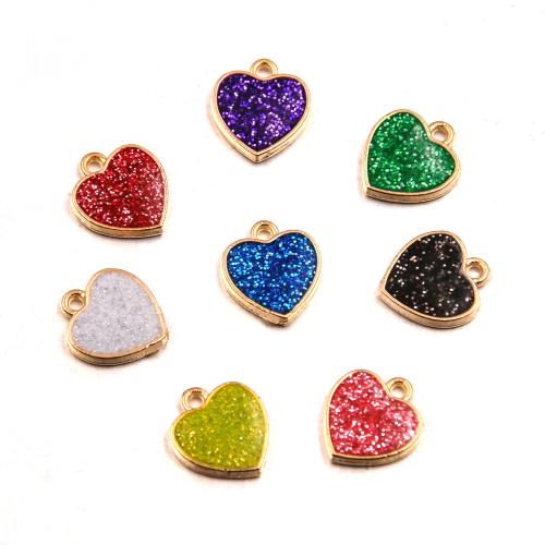 Tibetan Style Enamel Pendants, Heart, plated, DIY & glitter, more colors for choice, 11x12mm, 100PCs/Bag, Sold By Bag