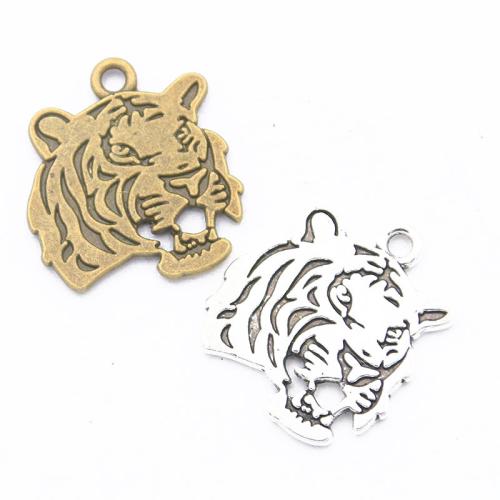 Tibetan Style Animal Pendants, Tiger, plated, DIY, more colors for choice, 24x27mm, 100PCs/Bag, Sold By Bag