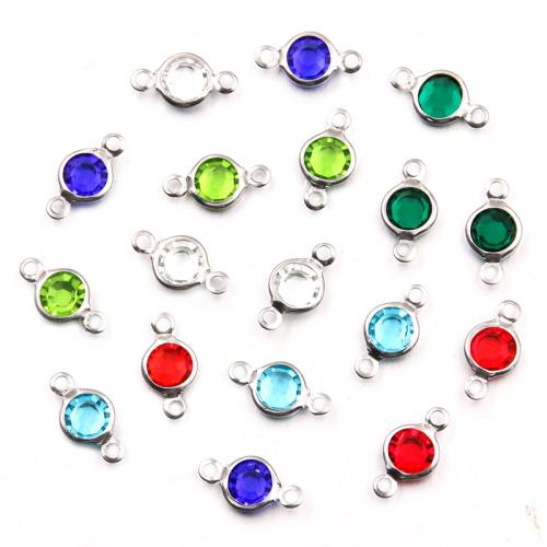 Stainless Steel Connector, 304 Stainless Steel, plated, DIY & with rhinestone & 1/1 loop, more colors for choice, 7x13mm, 100PCs/Bag, Sold By Bag