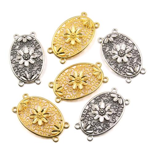 Flower Tibetan Style Connector, plated, DIY & 2/2 loop, more colors for choice, 28x45mm, 100PCs/Bag, Sold By Bag