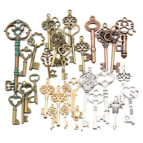 Tibetan Style Key Pendants, plated, random style & DIY, more colors for choice, Sold By Bag