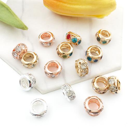 Rhinestone Tibetan Style Beads, plated, DIY & with rhinestone, more colors for choice, 100PCs/Bag, Sold By Bag