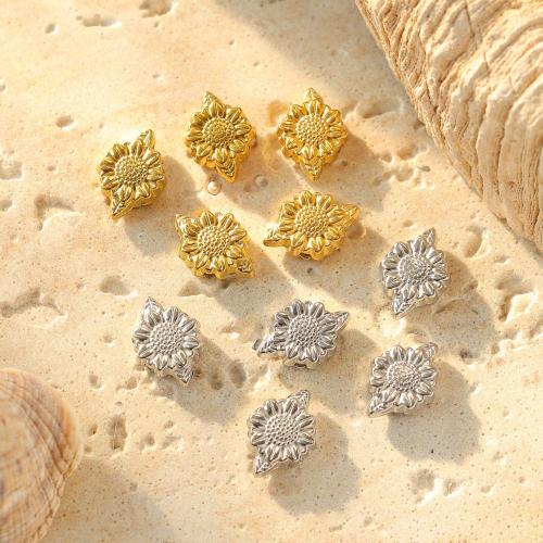 Edelstahl-Beads, 304 Edelstahl, Blume, plattiert, DIY, keine, 10PCs/Tasche, verkauft von Tasche