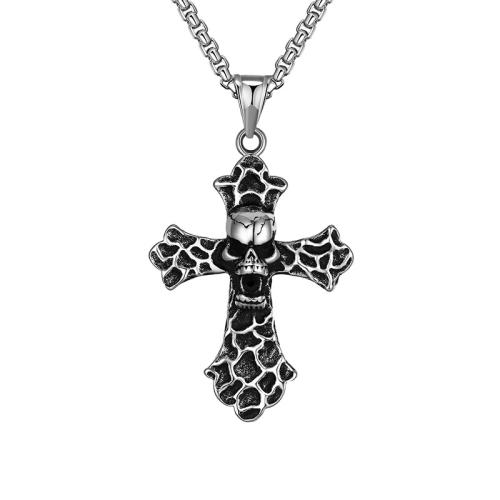 Stainless Steel Jewelry Necklace, 304 Stainless Steel, Cross, Antique finish, fashion jewelry & for woman, original color, Length:60 cm, Sold By PC