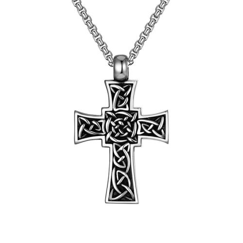 Stainless Steel Jewelry Necklace, 304 Stainless Steel, Cross, Antique finish, fashion jewelry & for man, original color, Length:60 cm, Sold By PC