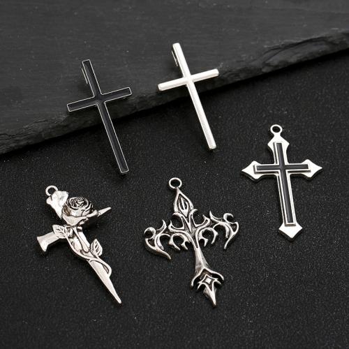 Pendentifs croix en alliage de zinc  , Placage, DIY, plus de couleurs à choisir, 50PC/sac, Vendu par sac