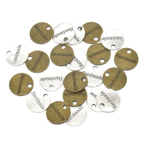 Tibetan Style Tag Charm, Round, plated, DIY, more colors for choice, 100PCs/Bag, Sold By Bag