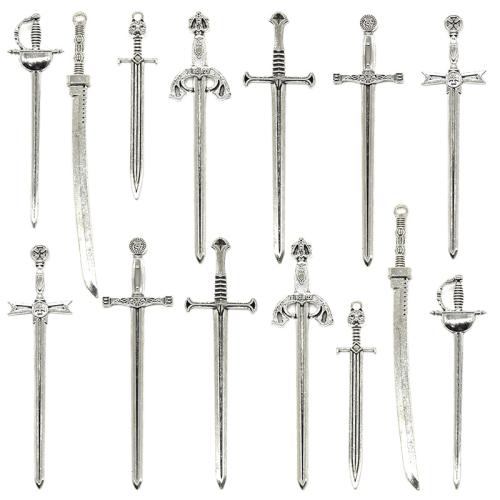 Tibetan Style Pendants, Sword, plated, DIY, more colors for choice, 7PCs/Bag, Sold By Bag