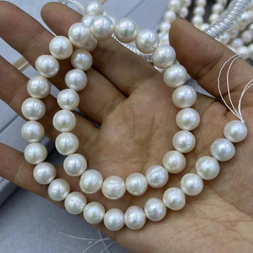 Cultured Round Freshwater Pearl Beads, Slightly Round, DIY, white, about:10-11mm, Approx 41PCs/Strand, Sold By Strand