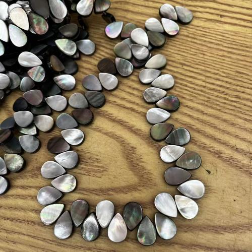 Perles de coquillage noire, larme, quantité différente pour le choix & DIY, noire, 10x15mm, Vendu par brin