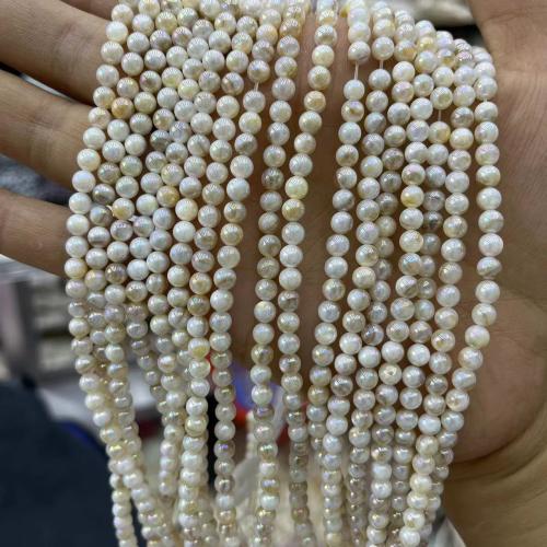 Natural Freshwater Shell Beads, Round, AB color plated, DIY & different size for choice, Sold By Strand