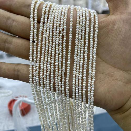 Naturales agua dulce perlas sueltas, Perlas cultivadas de agua dulce, Patata, Bricolaje, Blanco, about:2-3mm, aproximado 128PCs/Sarta, Vendido por Sarta