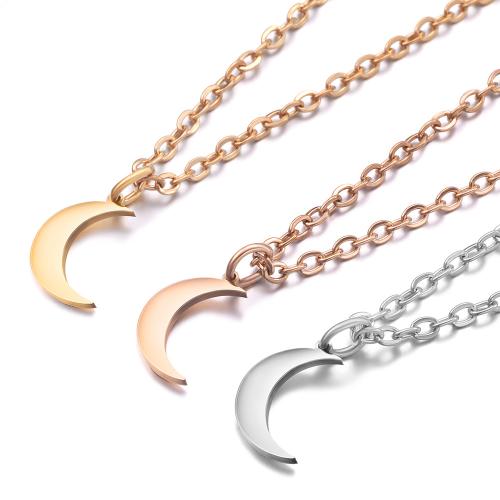 Stainless Steel Jewelry Necklace, 304 Stainless Steel, Moon, plated, for woman, more colors for choice, Sold By PC