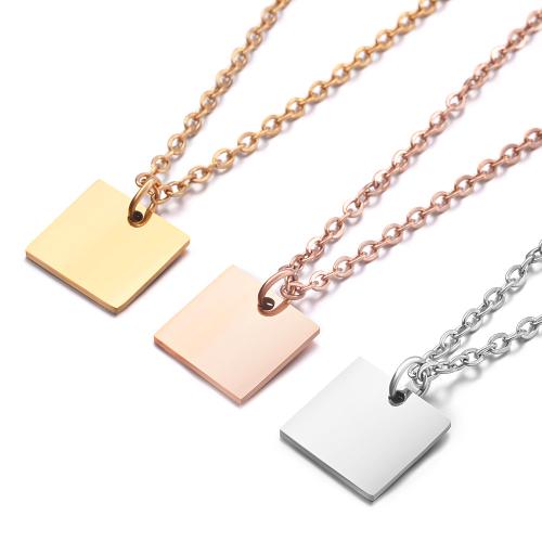 Stainless Steel Jewelry Necklace, 304 Stainless Steel,  Square, plated, for woman, more colors for choice, Sold By PC