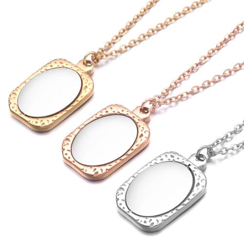 Stainless Steel Jewelry Necklace, 304 Stainless Steel, Rectangle, plated, for woman, more colors for choice, Sold By PC