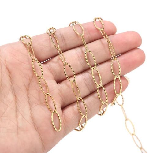 Stainless Steel Oval Chain, 304 Stainless Steel, gold color plated, DIY, Sold By m