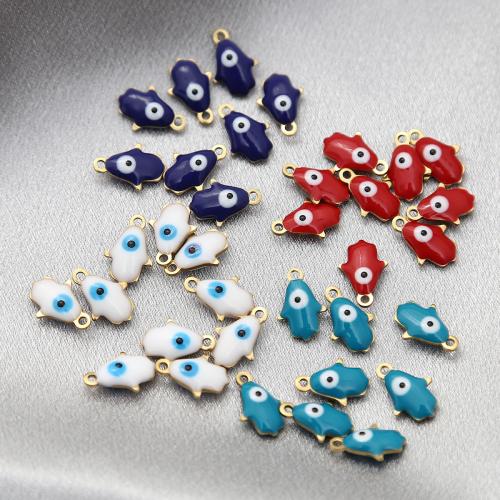 Pendentifs mauvais oeil, Acier inoxydable 304, Placage de couleur d'or, DIY & motif de mauvais œil & émail, plus de couleurs à choisir, 8.80x13mm, Vendu par PC