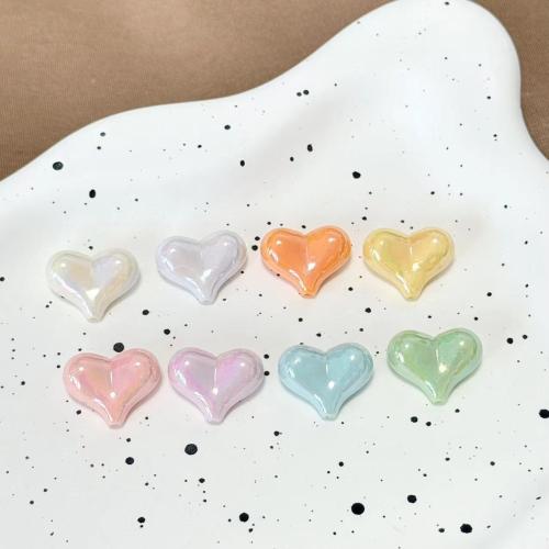 Plated Acrylic Beads, Plastic, Heart, DIY, more colors for choice, 17x22mm, Hole:Approx 1.8mm, Approx 260PCs/Bag, Sold By Bag