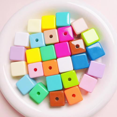 Opaque Acrylic Beads, Square, DIY, more colors for choice, 16mm, Hole:Approx 3.8mm, 10PCs/Bag, Sold By Bag